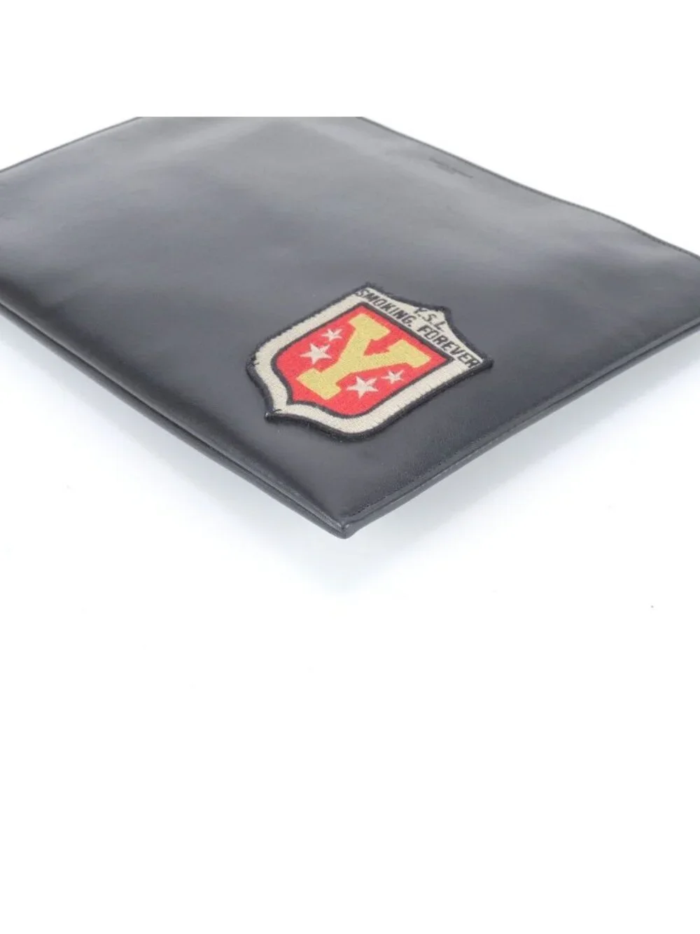 ★SOLD★ Saint Laurent YSL Yves Smoking Forever Patch Leather Clutch Pouch - Picture 4 of 8